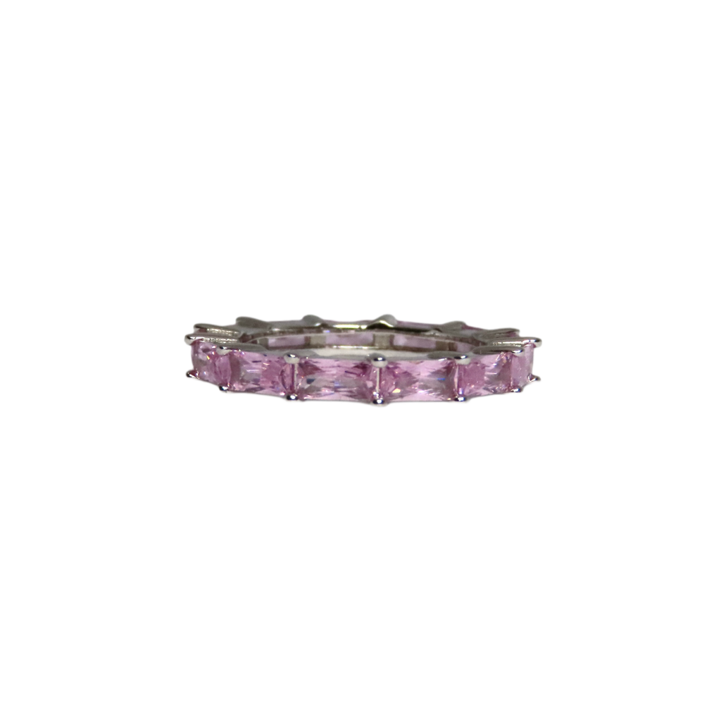 stříbrný prsten-Pink Eternity Radiant